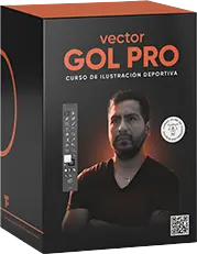 Caja promocional del curso Vector GOL PRO de Fer Taboada, ilustración digital enfocada en fútbol